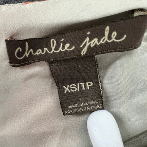 Charlie Jade Mila Dress XS Coral Aztec Silk Spaghetti Strap Layered Boho Chic - Picture 9 of 11